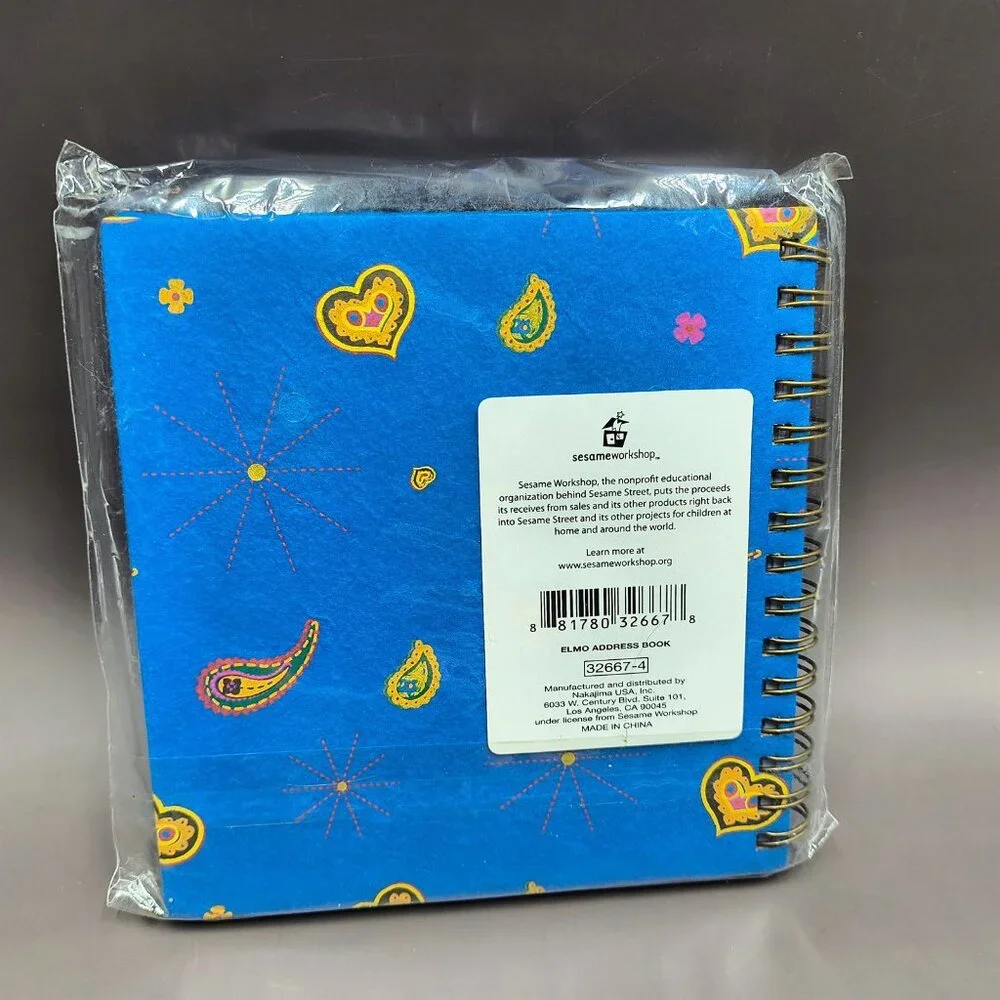 Sesame Street Elmo Address Book Blue Heart Paisley Spiral Bound Collectible Kids